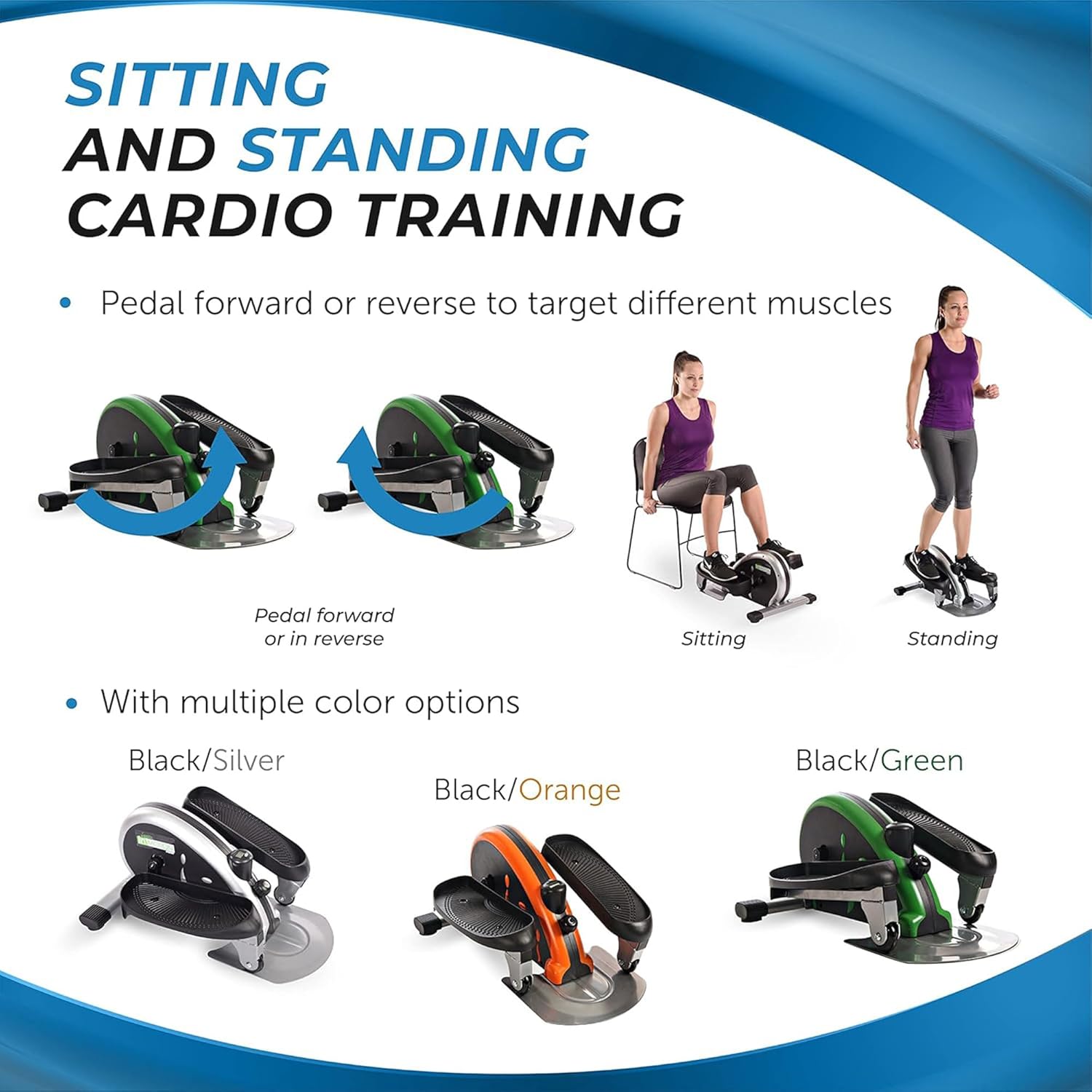 Stamina Inmotion Compact Strider Foot Exercise Machine - Under Desk Elliptical - Standing or Seated Elliptical Fitness Equipment - Image 4