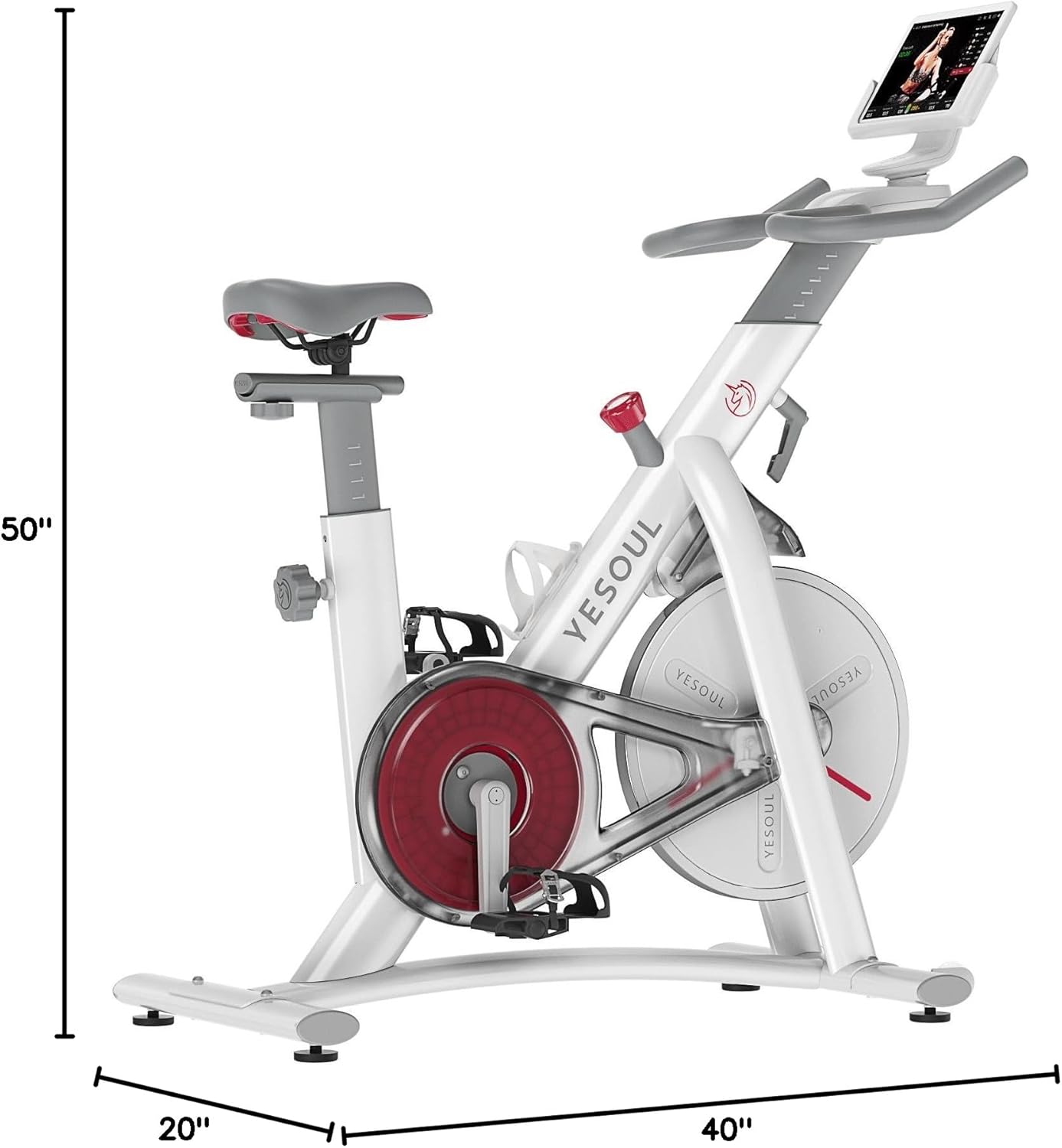 Yesoul Black Exercise Bike for Home,Smart White Cycling Bike Magnetic Stationary Bike, Low Noise Indoor Cycling Bike for Home Gym Electric Stationary Bike with Tablet Mount & Comfortable Seat Cushion for Women Apartment Workout Bike for Fitness - Image 8