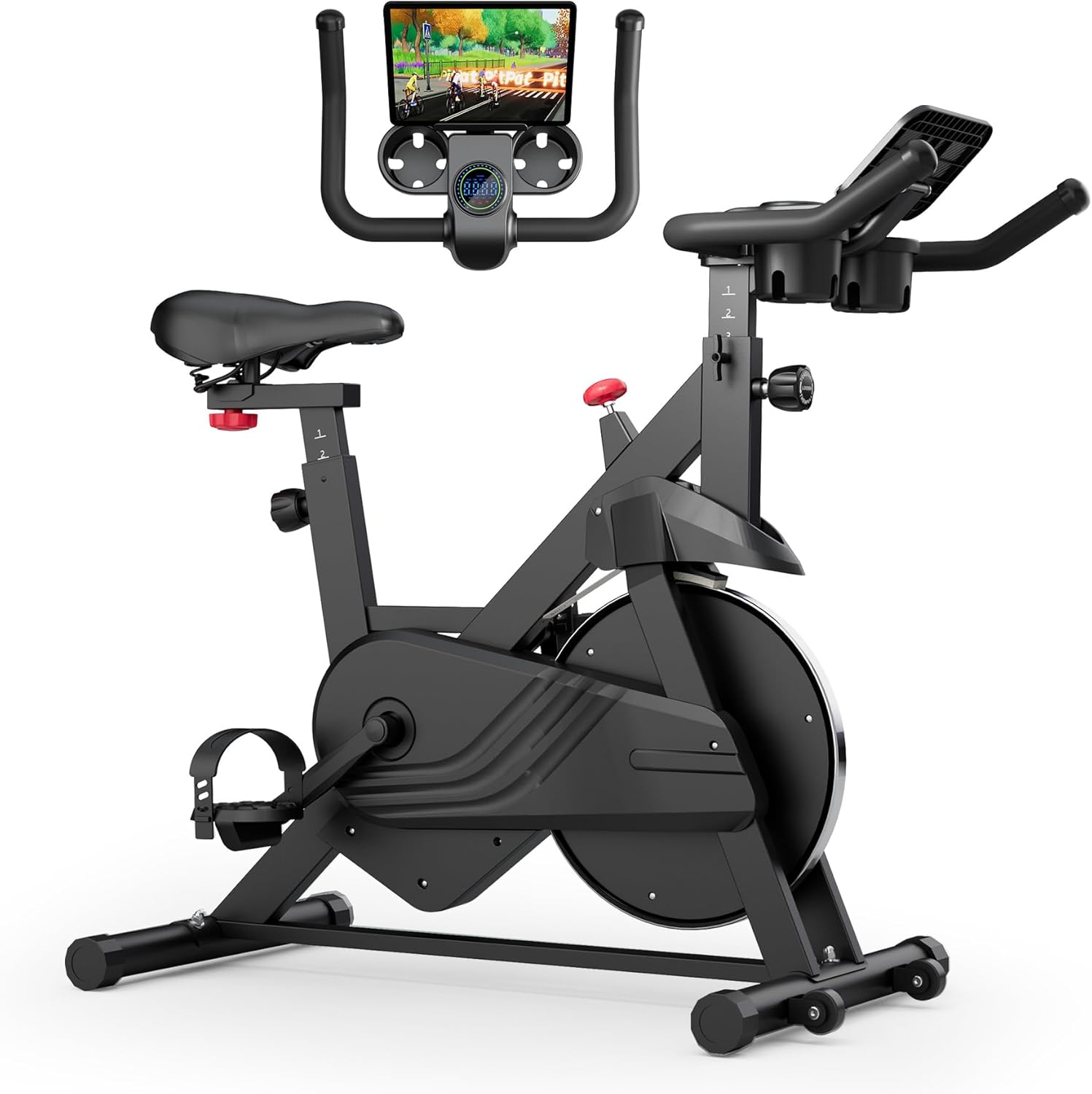 Exercise Bike, Indoor Cycling Bike with 32 Levels of Adjustable Magnetic Stationary Bike, Cycle Bike with 300lbs Weight Capacity, Workout Bike with PitPat App & Comfortable Seat Cushion