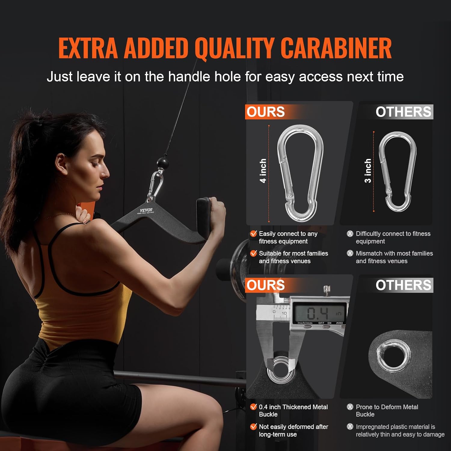 VEVOR LAT Pulldown Attachments, Cable Machine Rowing T-bar V-bar Tricep Pull Down Bar, Back Strength Training Rubber Coated Handle Grip, Bicep Curl Tricep LAT Pulldown Bar for Home Gym Fitness - Image 4