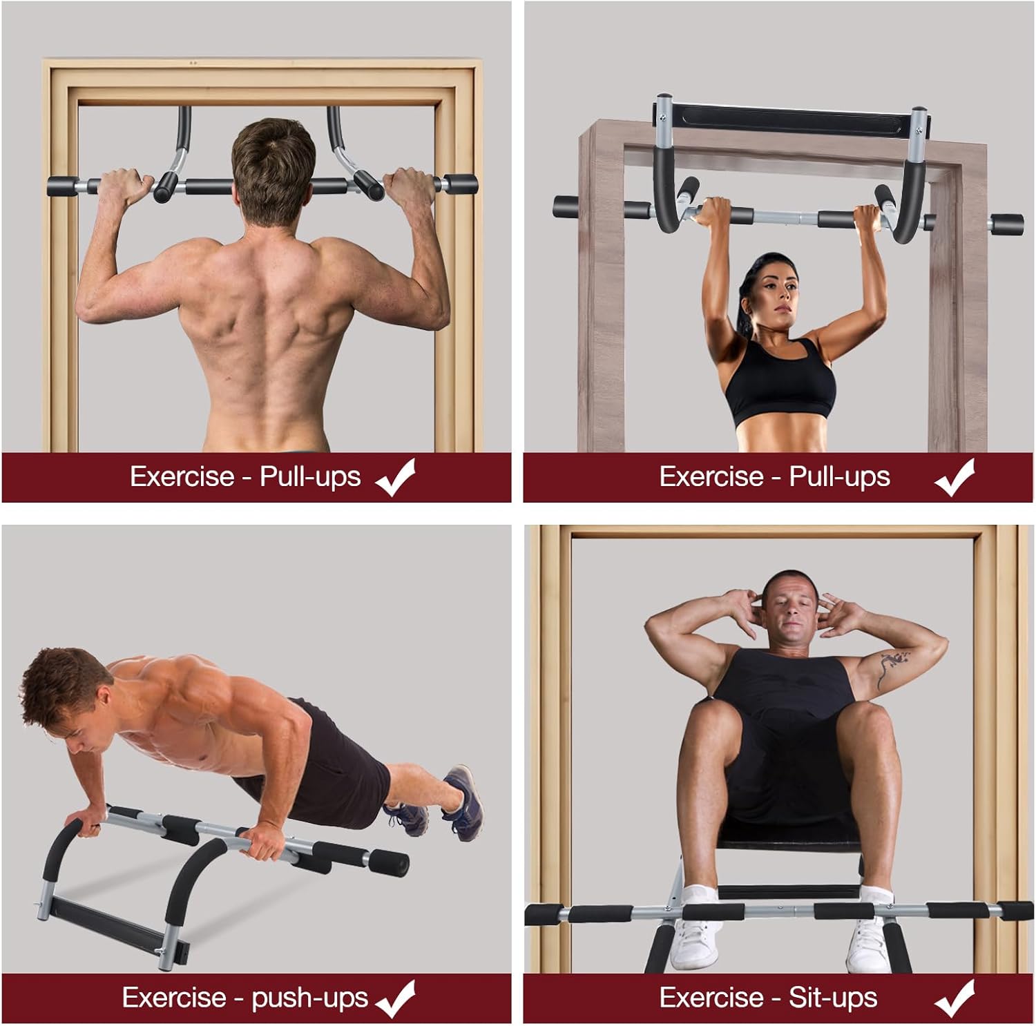 GYE Doorway Pull Up Bar for Home Gym, Adjustable Width, Heavy-Duty Steel,Max Limit 440 lbs Upper Body Fitness Workout Bar with Foam Grips,Indoor Portable Upper Body Workout Bar for Strength Training - Image 5