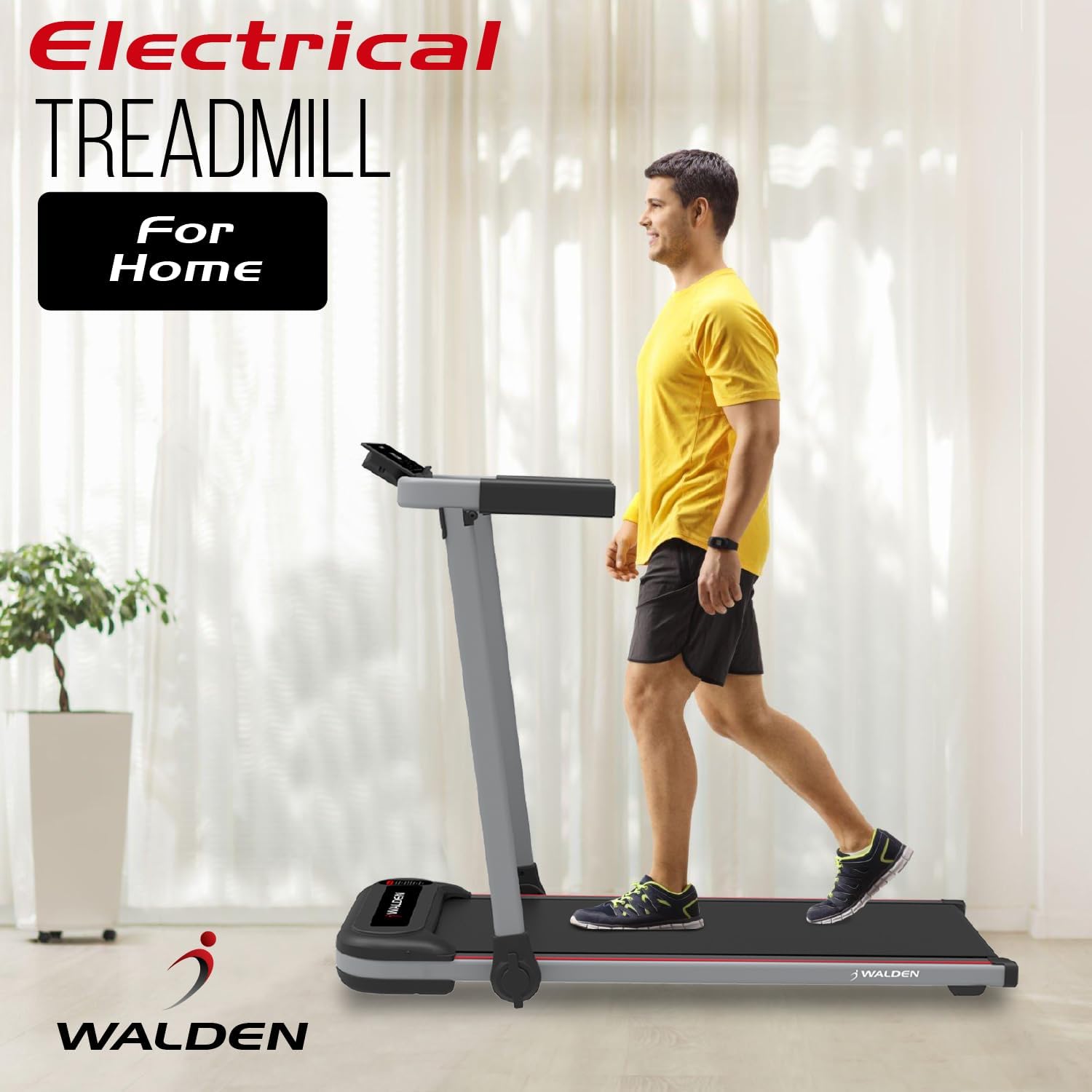 Walden Sports Folding Electric Treadmill with Handle - Portable Running Machine LCD Screen - 6.2mp/h Adjustable Speed - Image 2