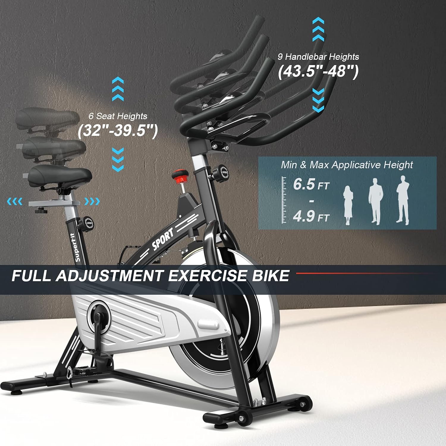Goplus Indoor Exercise Cycling Bike, 330LBS Capacity Stationary Bike W/ Smooth Belt Drive, Heart Rate, LCD Monitor, Adjustable Comfortable Cushion, Handlebar, Near-silent Cardio Workout Bike for Office Home Gym - Image 7