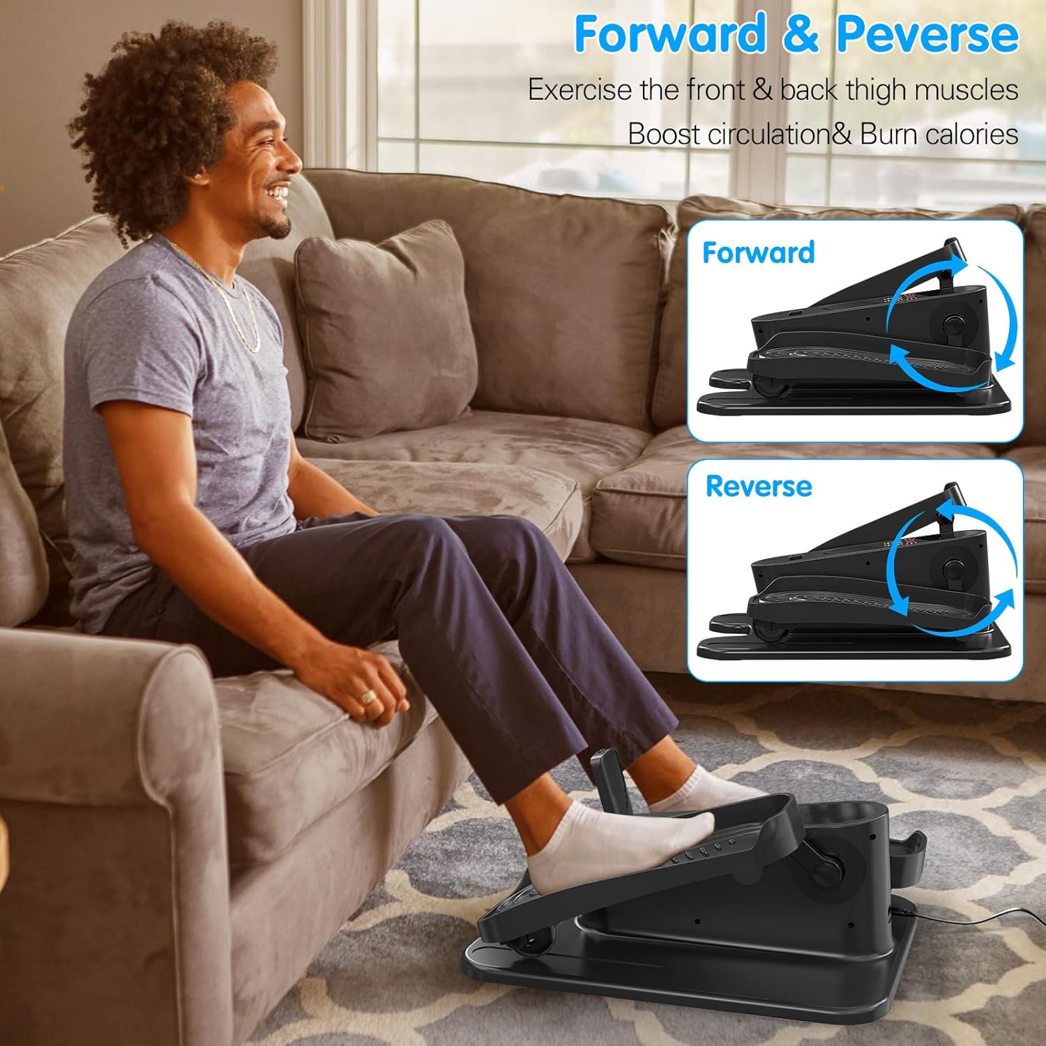 Under Desk Elliptical Machine, Mini Ellipse Leg Exerciser Electric Seated Pedal Fully Assembled Quiet Compact for Seniors Portable Stepper with Remote Control for Home - Image 6