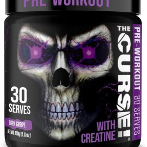 JNX SPORTS The Curse! Pre Workout Powder for Men & Women, Caffeine, Beta-Alanine, Creatine, L-Citrulline, 30 Servings, Dark Grape Flavor – Boost Energy, Strength & Focus