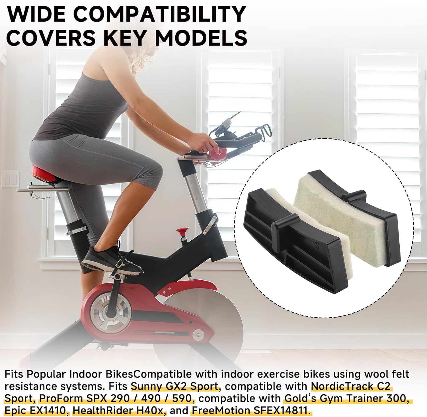 295252 Indoor Fitness Exercise Bike Brake Pads Wool Felt Resistance Pads Suitable for All NordicTrack, ProForm, Golds Gym, HealthRider, Epic - Image 3