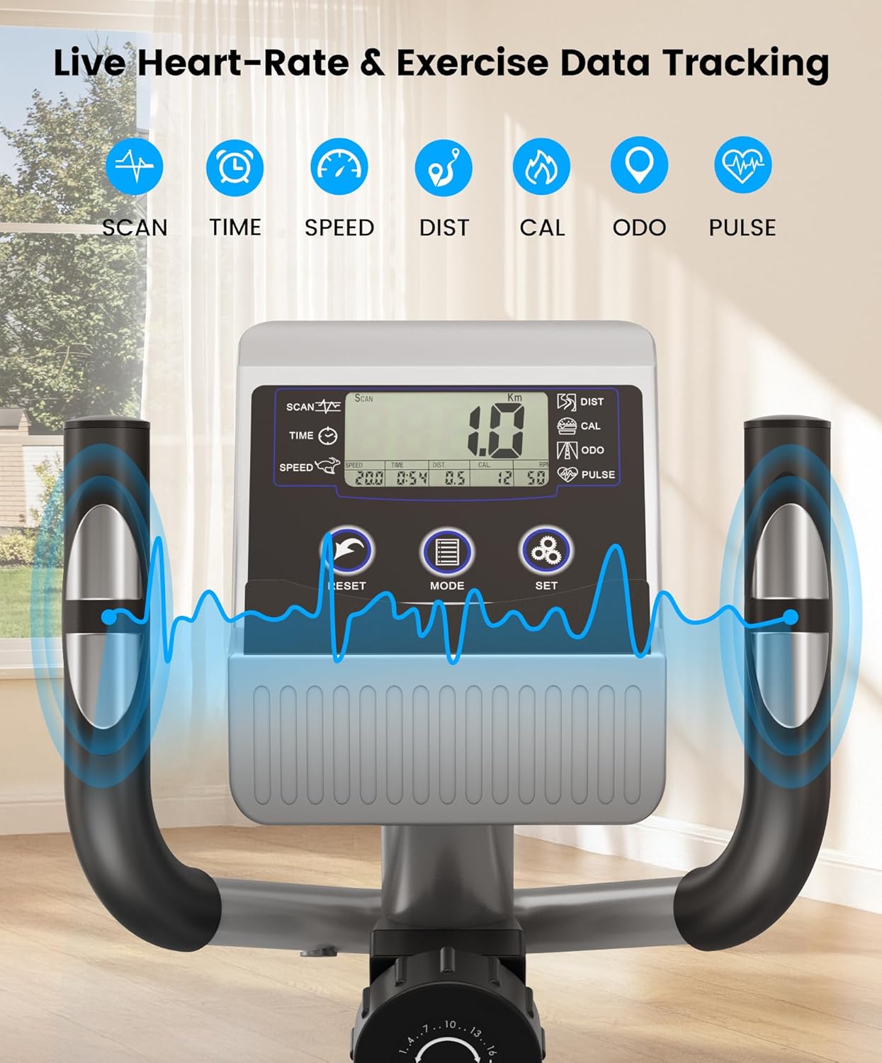 THERUN Elliptical Machine, Ultra-Quiet Elliptical Exercise Machine for Home, 6KG Flywheel Elliptical Trainer, 16 Resistance Levels Elliptical Training Machines w/Pulse Sensor, LCD Monitor - Image 6