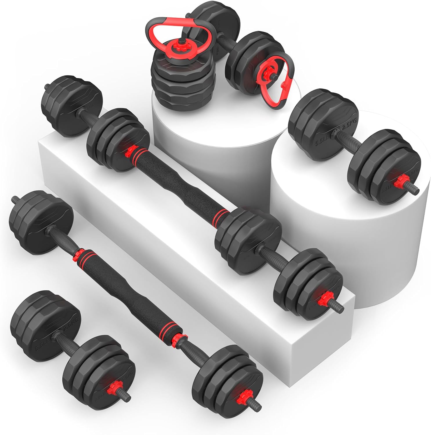 Adjustable Dumbbells, 20/30/40/55/60/70/80/90lbs Free Weights Dumbbells Convertible 2 or 3 in 1 Set Used as Barbell, Kettlebells, A Pair of Lightweight for Home Gym - Image 8