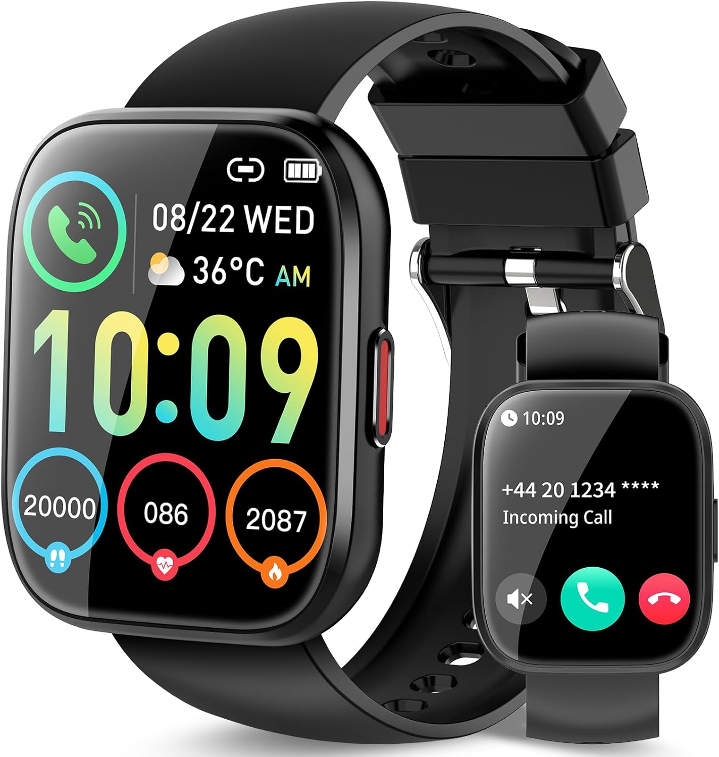 Smart Watch for Men Waterproof Smart Watches, Fitness Tracker, Pedometer, Smartwatch for Android iOS,Black