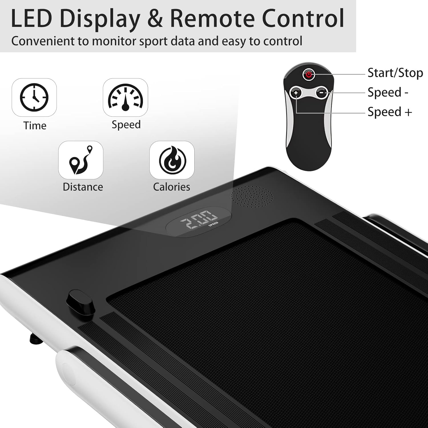 Goplus 2 in 1 Folding Treadmill, 2.25HP Superfit Under Desk Electric Treadmill, Installation-Free with Remote Control, APP Control and LED Display, Walking Jogging for Home Office - Image 4