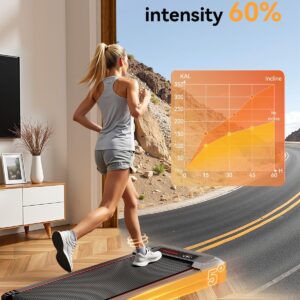 Walking Pad, Incline Walking Pad Treadmill, Under Desk Treadmills 265 Lbs Capacity, 2.5HP Low Noise Portable Running Machine for Home and Office, with LED Display, Remote Control