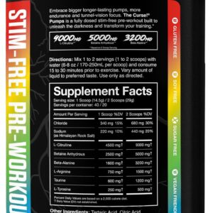 JNX SPORTS The Curse! Pump – Stim-Free Pre-Workout | Sour Candy 40 Serves | Caffeine-Free Pump Pre Workout, Non-Stim Nitric Oxide Preworkout for Men & Women