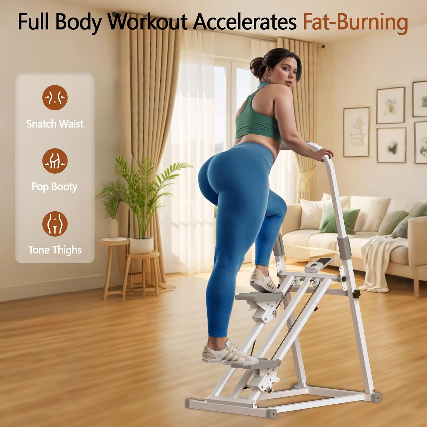 Foldable Stair Stepper for Home Gym Exercise, Vertical Stair Climber Exercise Machine with Adjustable Handlebar & Pedals, Compact Full Body Cardio Workout Equipment - Image 5