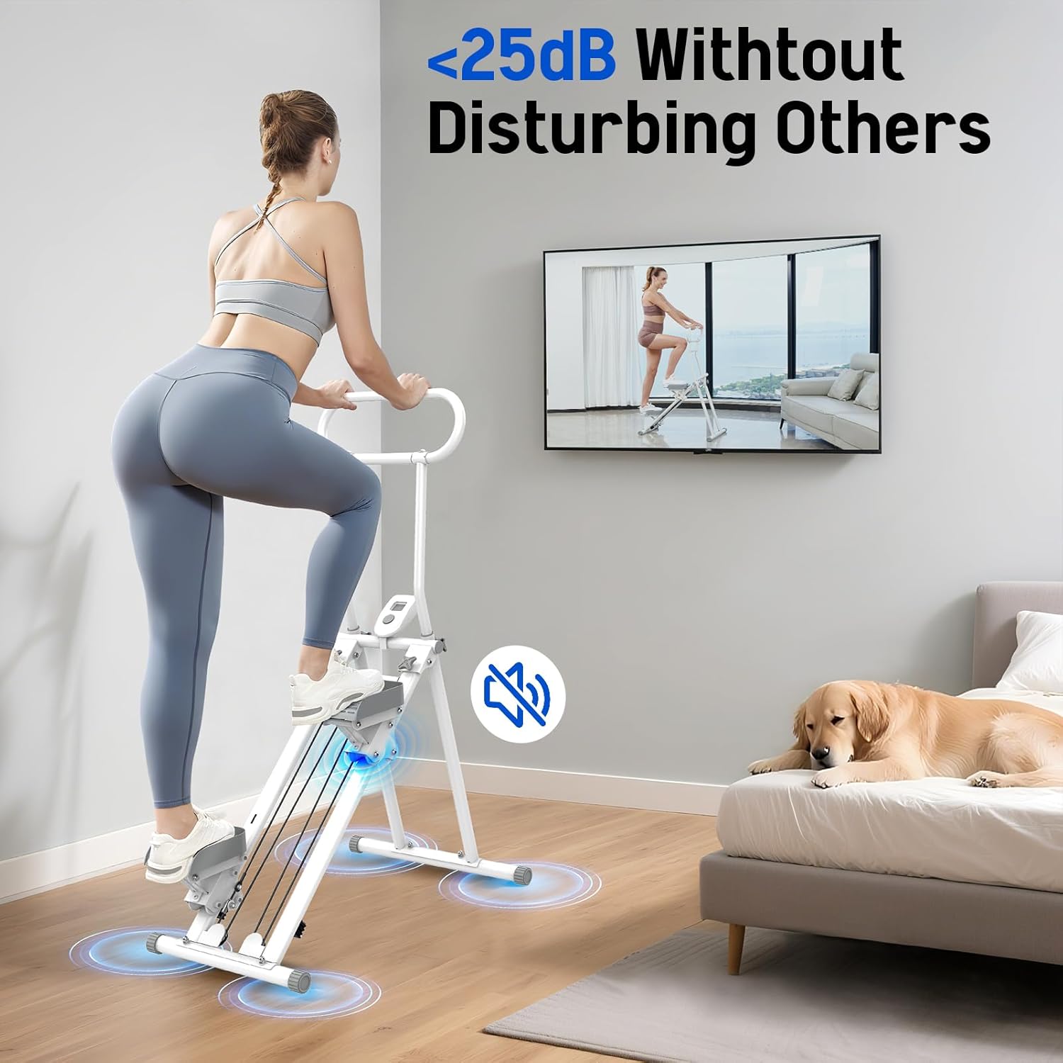 Stair Stepper for Exercise at Home, Foldable Compact Space Cardio Vertical Climbing Stairs Machine, Stair Master with Adjustable Height Handle, Anti-Slip Pedal - Image 6