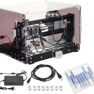 CNC Router Machine, 3018-SE V2 Engraving Milling Machine, Mini 80W Spindle Motor Aluminum Plastic Router Machine W/3000MW Machine Head Industrial-Grade Chip 8 T-Nuts Milling Machines For Wood