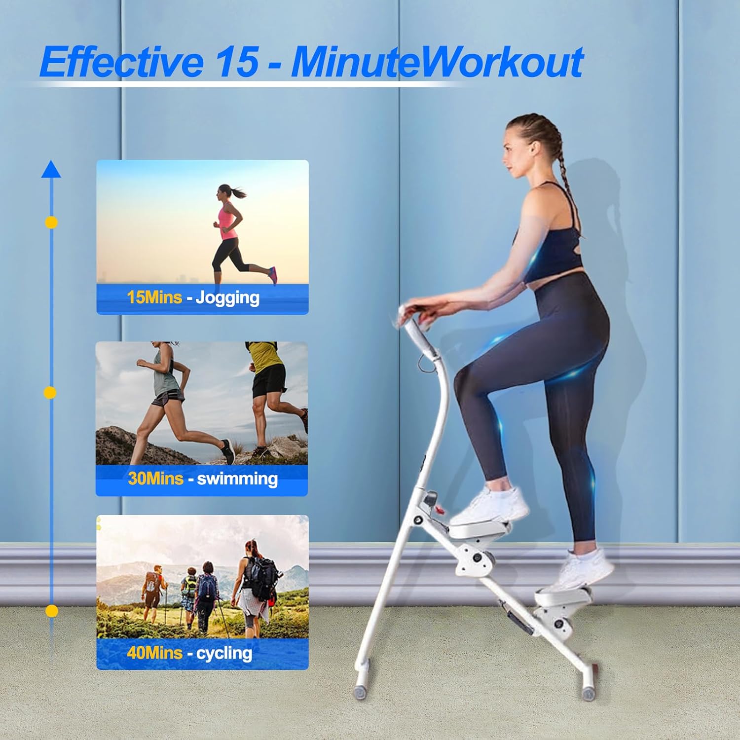 Stair Stepper for Home Vertical Climber, Foldable Full Body Exercise Aerobic Climbing Machines, Mountaineering Fitness Equipment with Adjustable Handles - Image 3