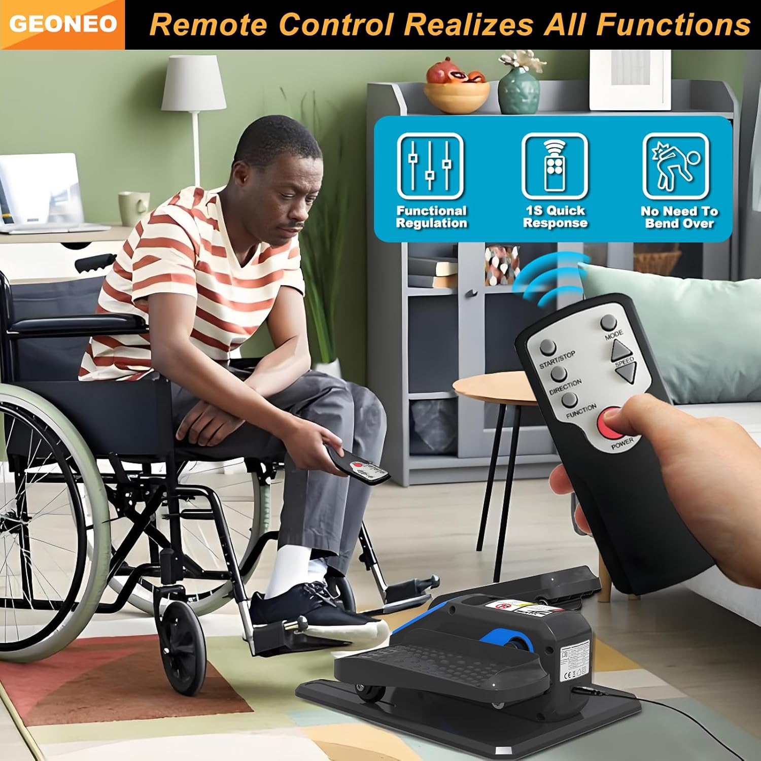 Under Desk Elliptical Machine, Electric Ellipse Leg Exerciser for Senior, Quiet and Compact Electric Seated Pedal for Home with Display Monitor, Remote Control and 12 Adjustable Speeds - Image 6