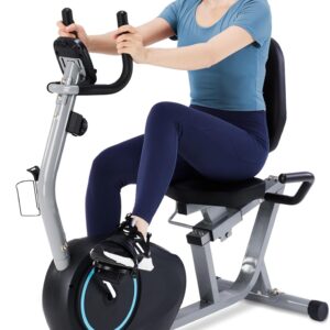 Recumbent Exercise Bike for Seniors – 400LB Weight Capacity Recumbent Bikes with Comfortable Seat, Pulse Sensor, 16-level Resistance, LCD Monitor
