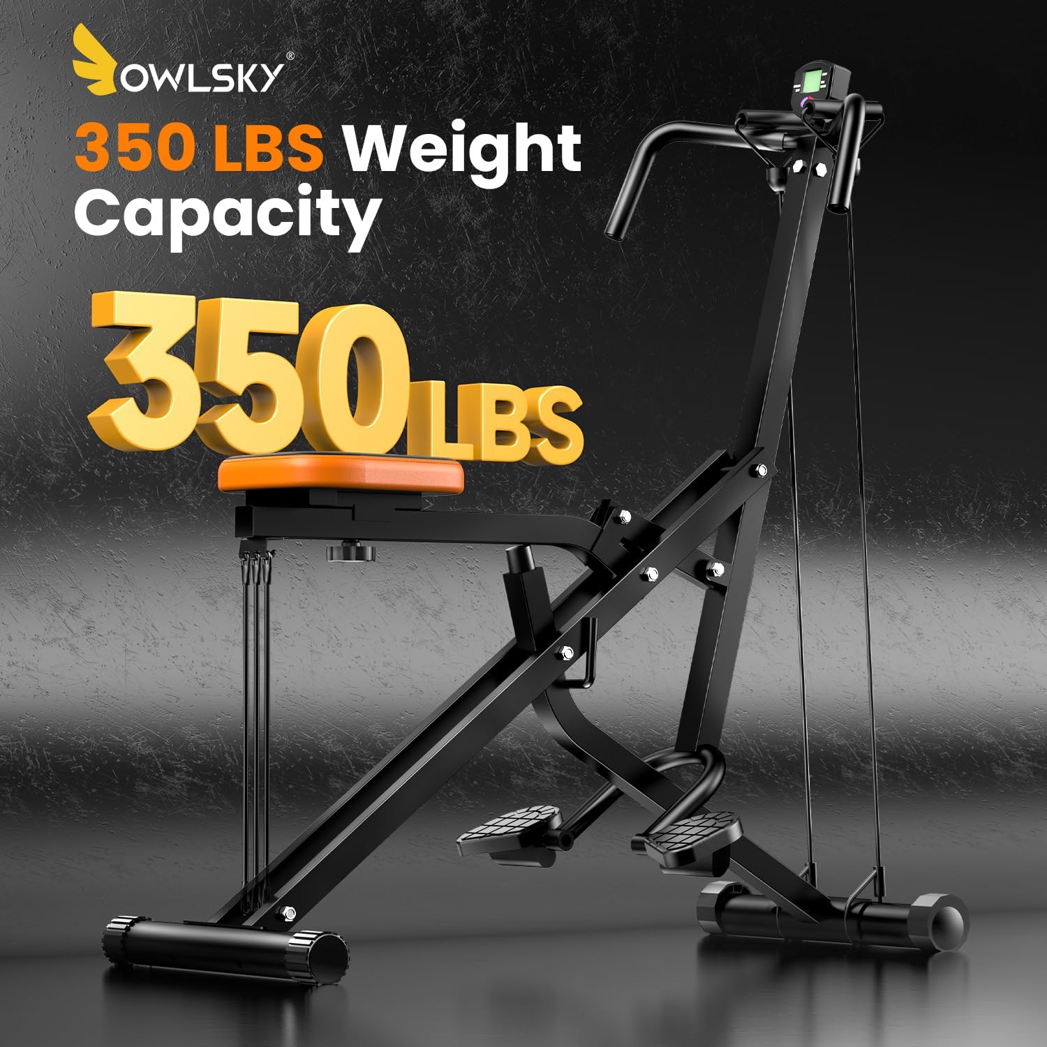 OWLSKY Squat Rowing Machine for Home Workout, Foldable Squat Assist & Row Trainer with LCD Monitor, 3 Resistance Bands, Adjustable Seat, Heavy Duty 350 lbs, Full-Body Fitness Equipment - Image 6
