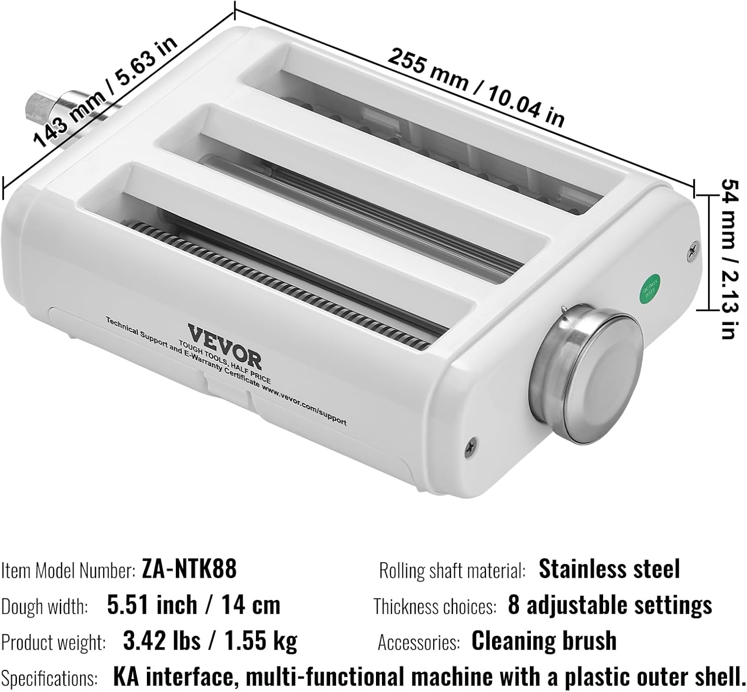 VEVOR Pasta Maker Attachment for KitchenAid Stand Mixer, 3 in 1 Pasta Attachments Including Pasta Roller, Spaghetti Fettuccine Cutter and Cleaning Brush, Pasta Machine Attachment Accessories for KA - Image 7