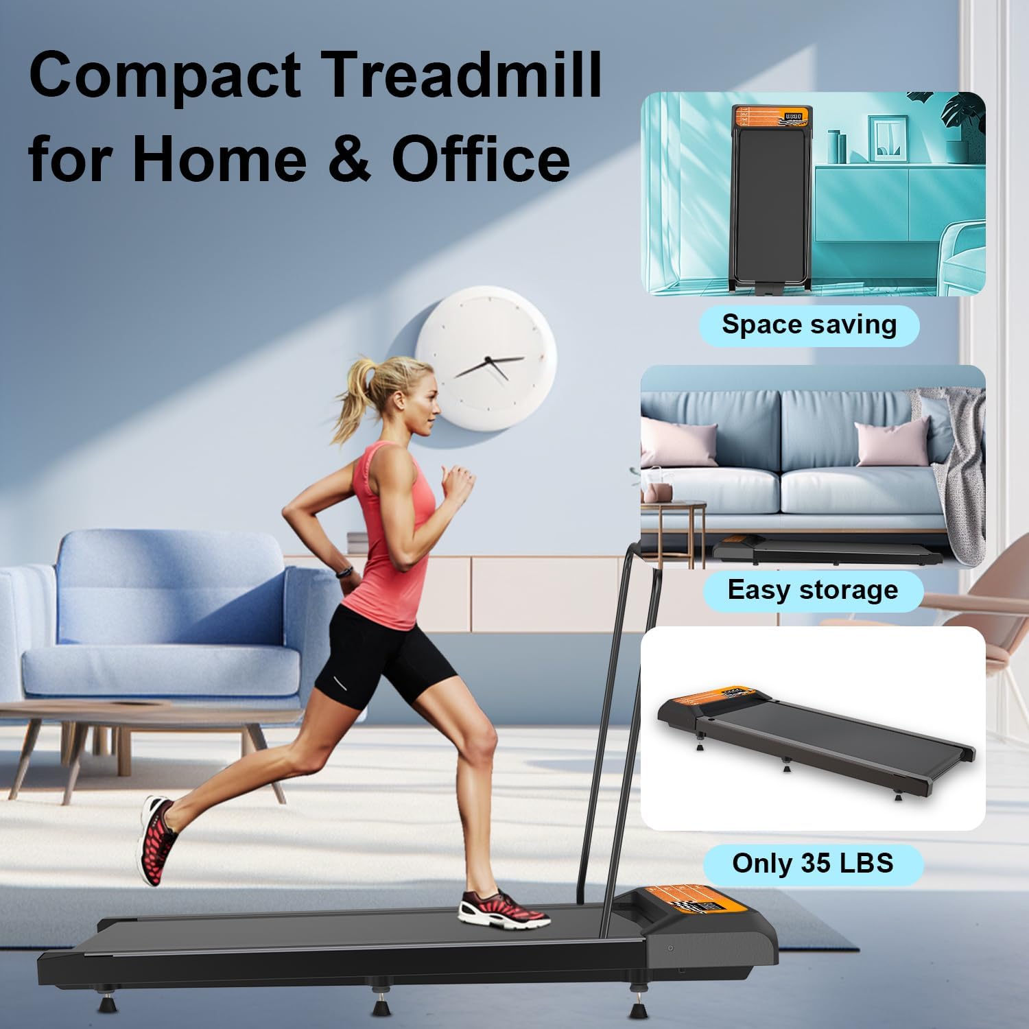 Walking with Incline Pad and Handle Bar, 3 in 1 Mini Walking Machine, 2.5HP Low Noise Treadmill for Home with Remote Control, Treadmill with Handle Bar, Running Pad with Remote Control - Image 5