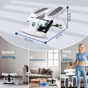 Steppers for Exercise at Home, Adjustable Height Mini Stepper with Resistance Bands, Stair Stepper with 286 lbs Loading Capacity, Stepper for Full Body Workout