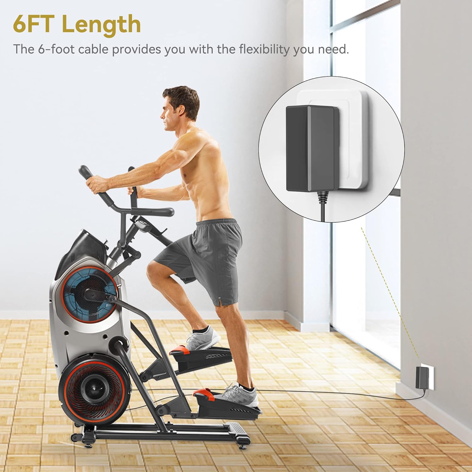 6FT 9V AC Adapter Fits for Bowflex Max Trainer elliptical M3 M5 M7, Gold's Gym Cycle Trainer 300C 300Ci & 400R 400Ri, Golds Gym Elliptical Stride Trainer 550i Cardio Equipment Power Supply Cord - Image 5
