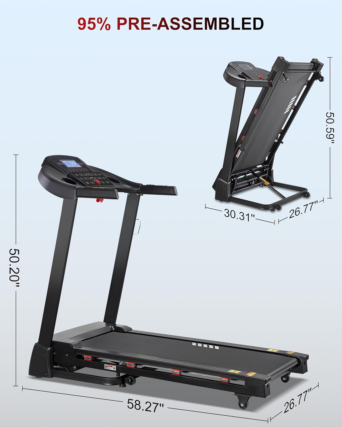 ECHANFIT Treadmill with 15% Auto Incline, Folding Treadmill for Home, 0.6-10 MPH, 350 LB Capacity, 18.11" Wide Running Belt, 3.5 HP, Shock Absorption, Bluetooth Speaker & App - Image 8