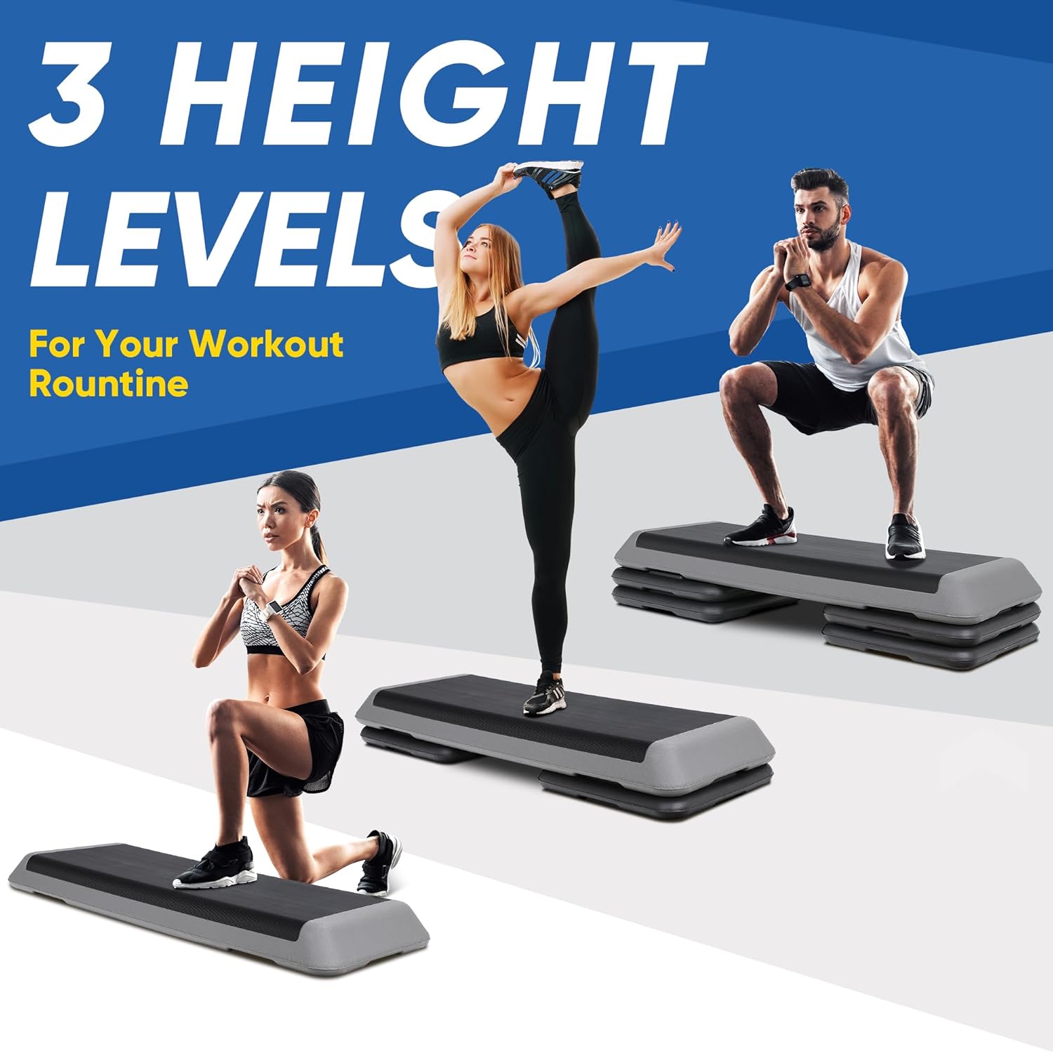 Adjustable Workout Aerobic Stepper, Exercise Step Platform Trainer with 4 Risers,Non-Slip Surface for Home Gym Workout Training - Image 6