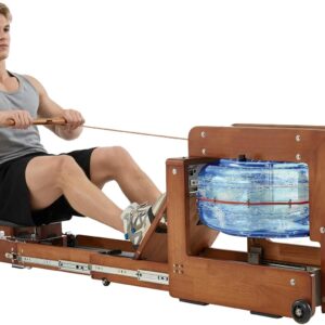 Water Rowing Machine for Home with Drawer-Style Folding Design 350LBS Heavy Duty Magnetic/Water Fitness Rower Machine Oak Wood Immersive Rower 6 Breathing Color Light Effect