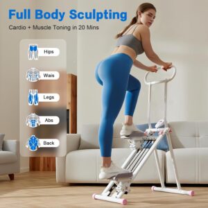 HXD-ERGO Stair Stepper for Home Gym,Folding Vertical Climber Cardio Exercise Machine,Stair Climber for Full Body Workout with Adjustable Handlebar for Women & Men