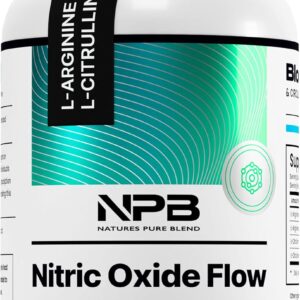 Nature’s Pure Blend Nitric Oxide Supplements for Men – L-Arginine L-Citrulline – Heart Support & Flow Circulation Booster – 1500MG L Arginine and L Citrulline, Preworkout, Bodybuilding