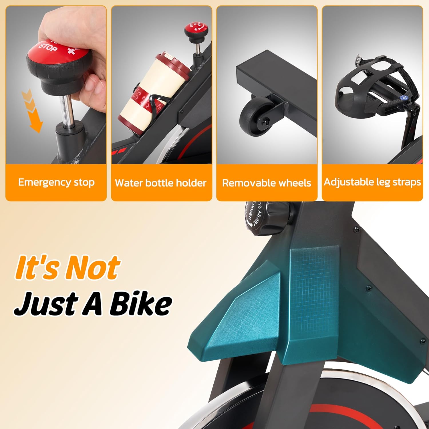 Exercise Bike Stationary Bikes for Home Cycling Bike Indoor Bike with Comfortable Seat Cushion LCD Monitor Silent Belt Drive 300 lbs Weight Capacity Heavy Flywheel - Image 8