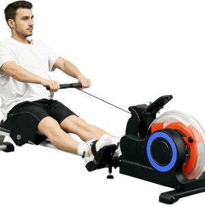 Soozier Water Rowing Machine for Home, Foldable Rower Machine with Adjustable Resistance, Wheels, LCD Monitor and Tablet Holder, 264lbs Weight Capacity