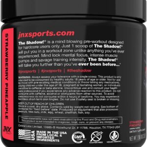 JNX SPORTS The Shadow! 350mg of Caffeine Hard Core Preworkout – Strawberry Pineapple 30 Servings | Electric Energy, Mental Focus & Superhuman Strength for Men & Women