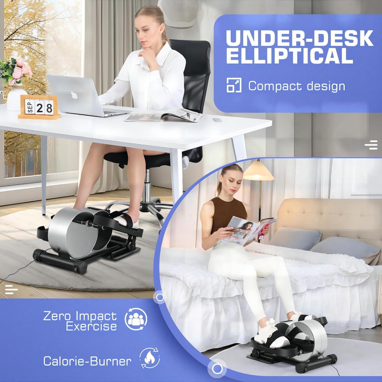 ANCHEER Under Desk Elliptical Machine Transform Your Life - High-End, Portable, Mini Leg Exerciser While Sitting. Perfect for Seniors, No Noise. Ideal Gift for Family As Seen on TV - Image 5