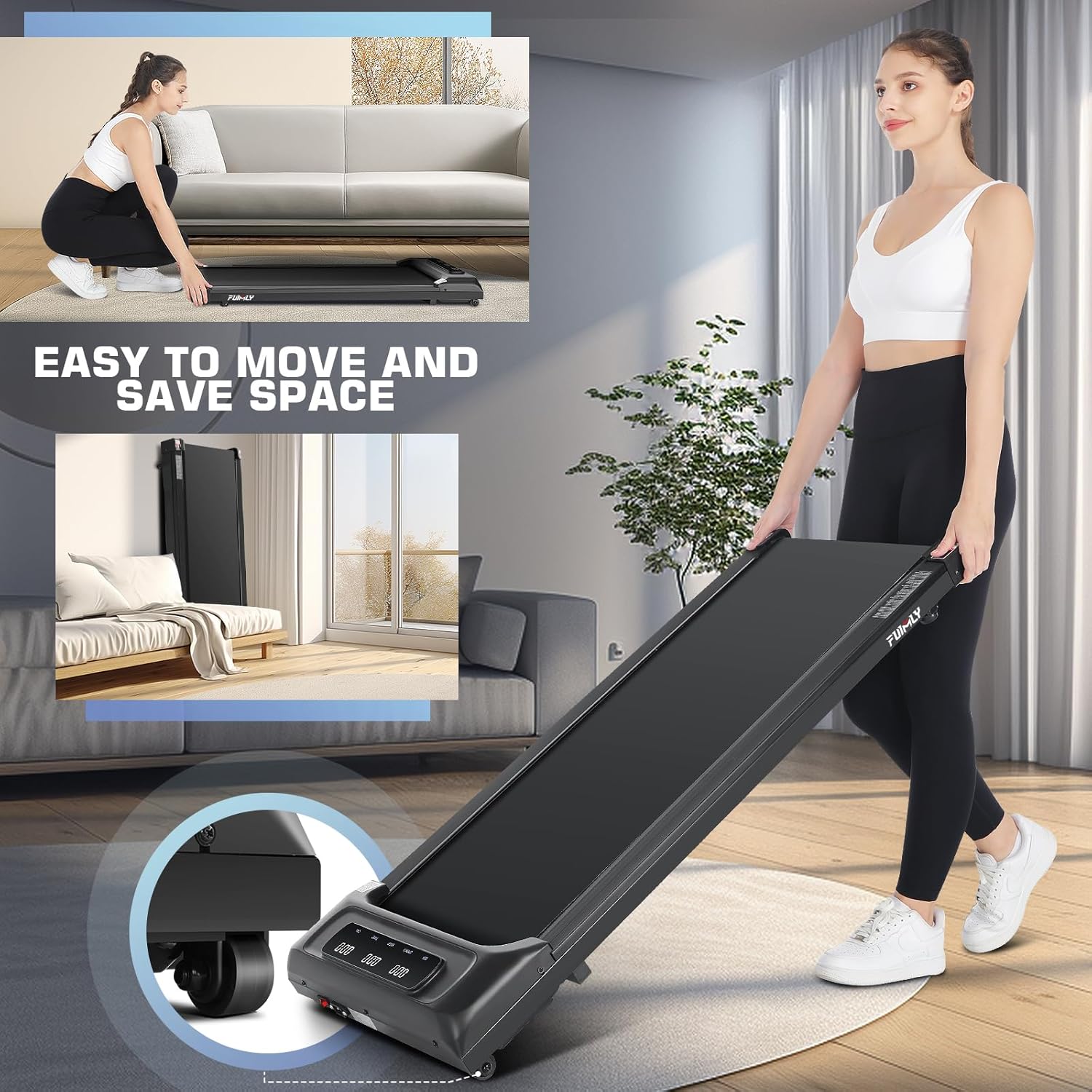 Walking Pad Treadmill 300 Lb Capacity Portable Treadmills for Home Office Under Desk Treadmill with App & Remote Control, LED Display/Ultra-Quiet/Installation-Free - Image 6