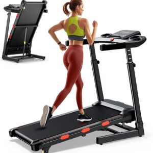 Treadmill for Home with Auto 15% Incline, 4.0HP Brushless Treadmills with Handrail, Folding Treadmill with 400 lbs Capacity, Double Cushioned Running Machine for Small Space with Smart APP