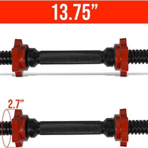 Yes4All Pair of Threaded Dumbbell Handles 14/16/18/24 inch, Chrome/Rubber Grip, Fit 1” Plates, Weight Bar Connector