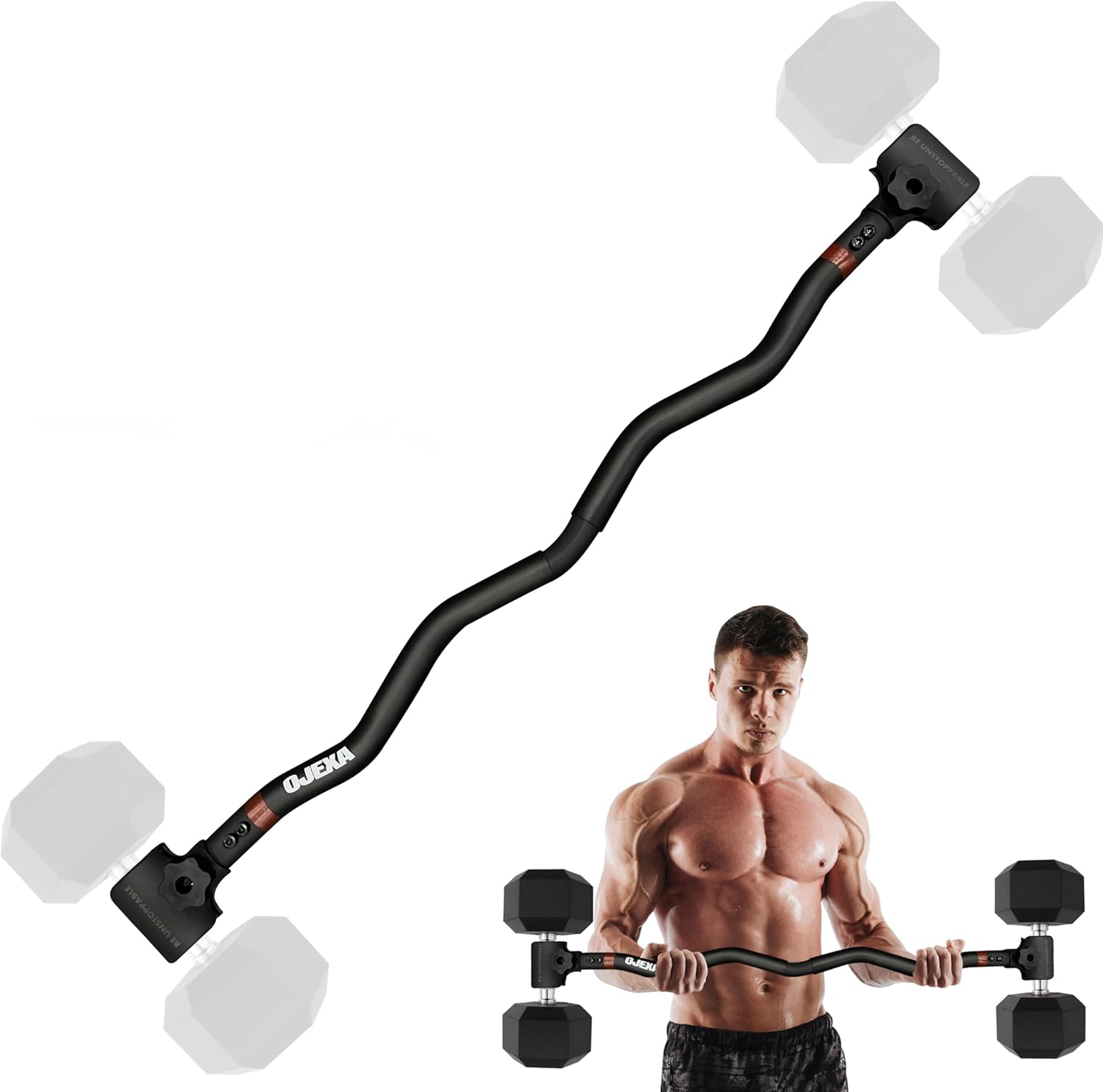 Dumbbell Converter to Barbell Set - Adjustable weights & Up to 200 lb Capacity Weight Barbell - Steel Clamp - Barbell Dumbbells Converter for Home Gym - Weight Lifting for full Body Workouts