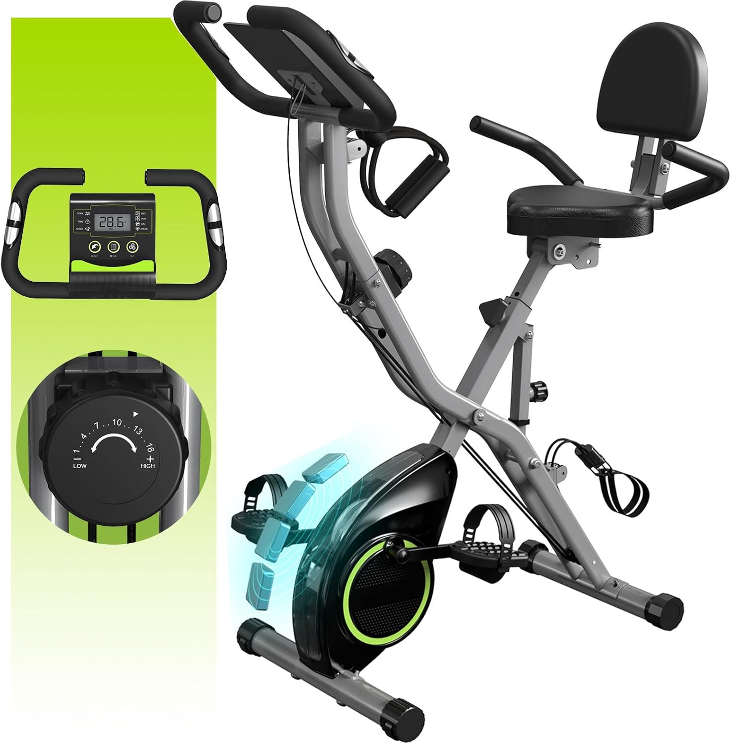 Foldable Exercise Bike for Small Apartments, Stationary Bikes for Home, Indoor Portable Cycling Bike with 16-Level Magnetic Resistance, 260LBS Capacity, 5.5 LBS Flywheel, Designed for Small Space Workout 816 - Image 7