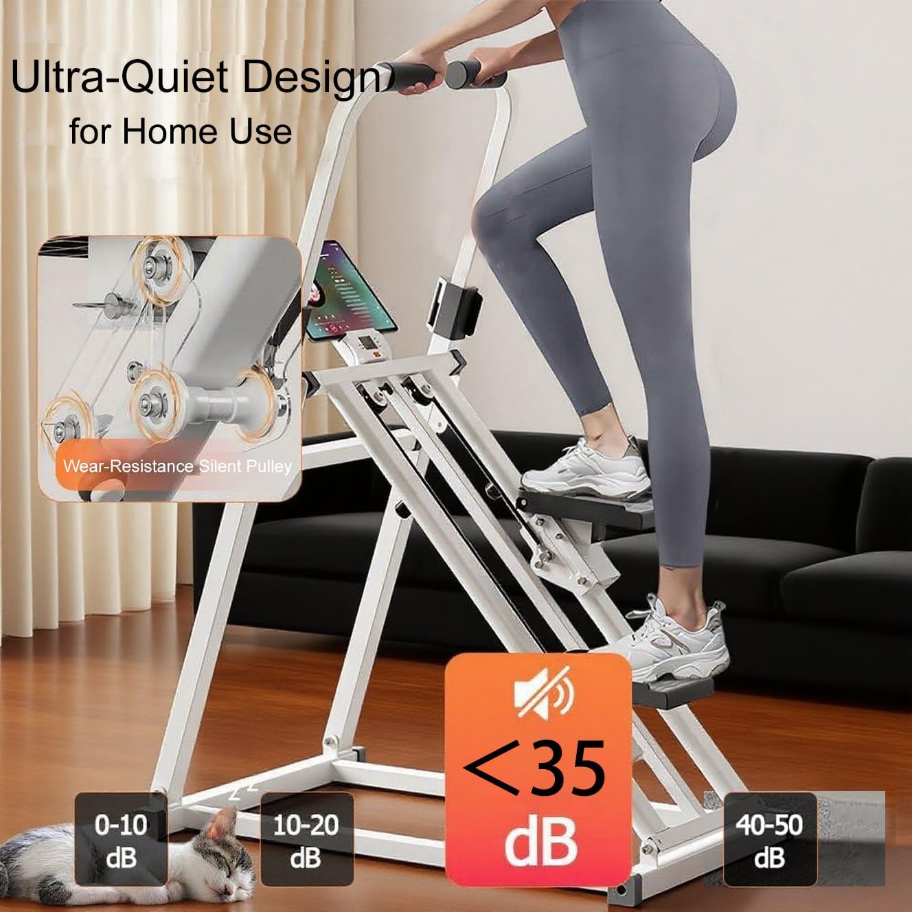 Foldable Stair Stepper for Home Gym Exercise, Vertical Stair Climber Exercise Machine with Adjustable Handlebar & Pedals, Compact Full Body Cardio Workout Equipment - Image 6