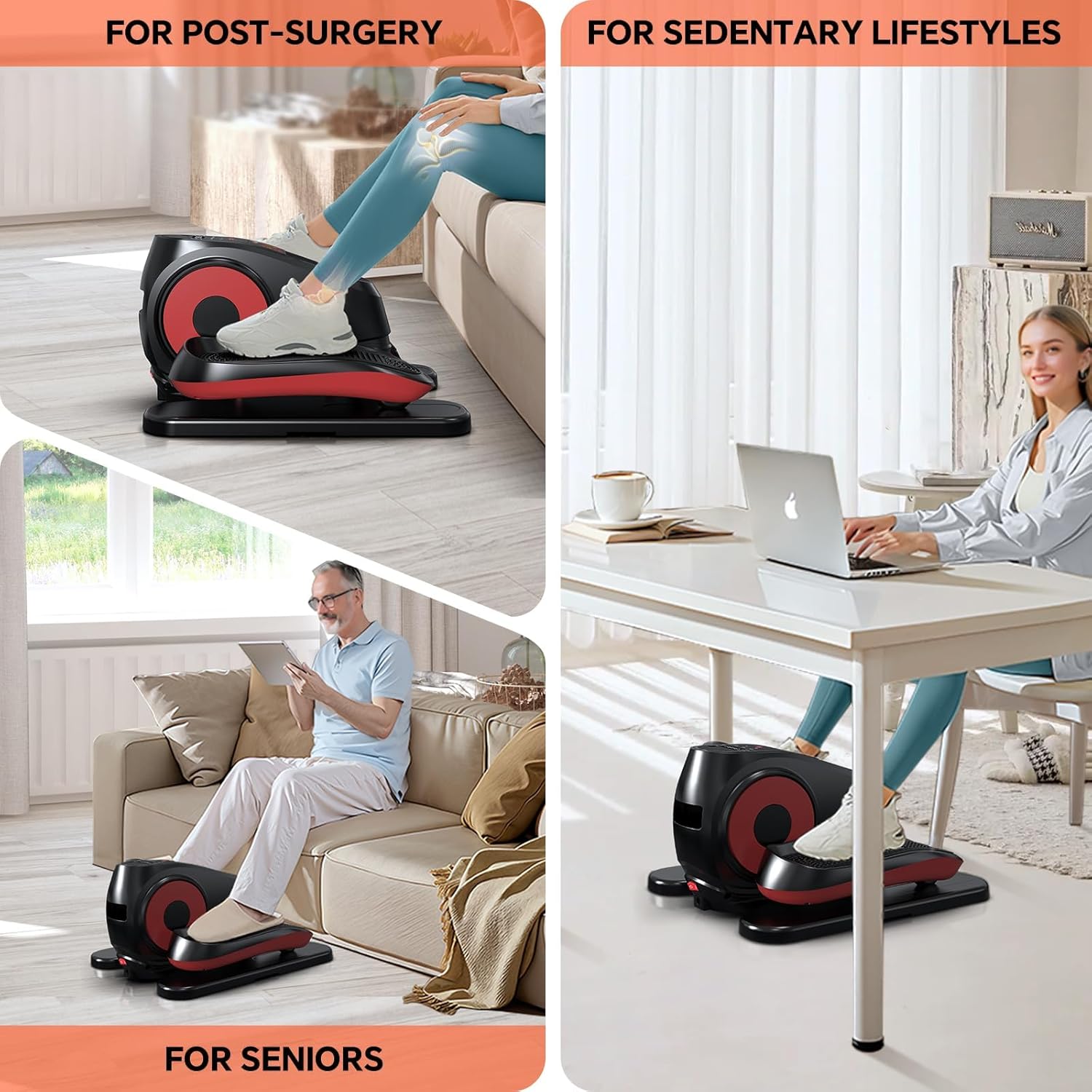 2025 New Under Desk Elliptical Machine, Electric Ellipse Leg Exerciser Pro As Seen On TV with 16 Adjustable Speed, Quiet and Fully Assembled with Remote Control & Non-Slip Foot Straps - Image 6