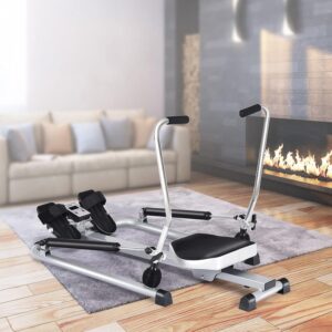 DORTALA Total Motion Rowing Machine Rower with LCD Monitor, Adjustable Hydraulic Cylinder Resistance and Full Arm Extensions for Whole Body Muscle Training Home Use, 265 lb Weight Capacity