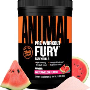 Animal Fury Pre Workout Powder Supplement for Energy and Focus 5g BCAA 350mg Caffeine Nitric Oxide Without Creatine Powerful Stimulant for Bodybuilders, Watermelon