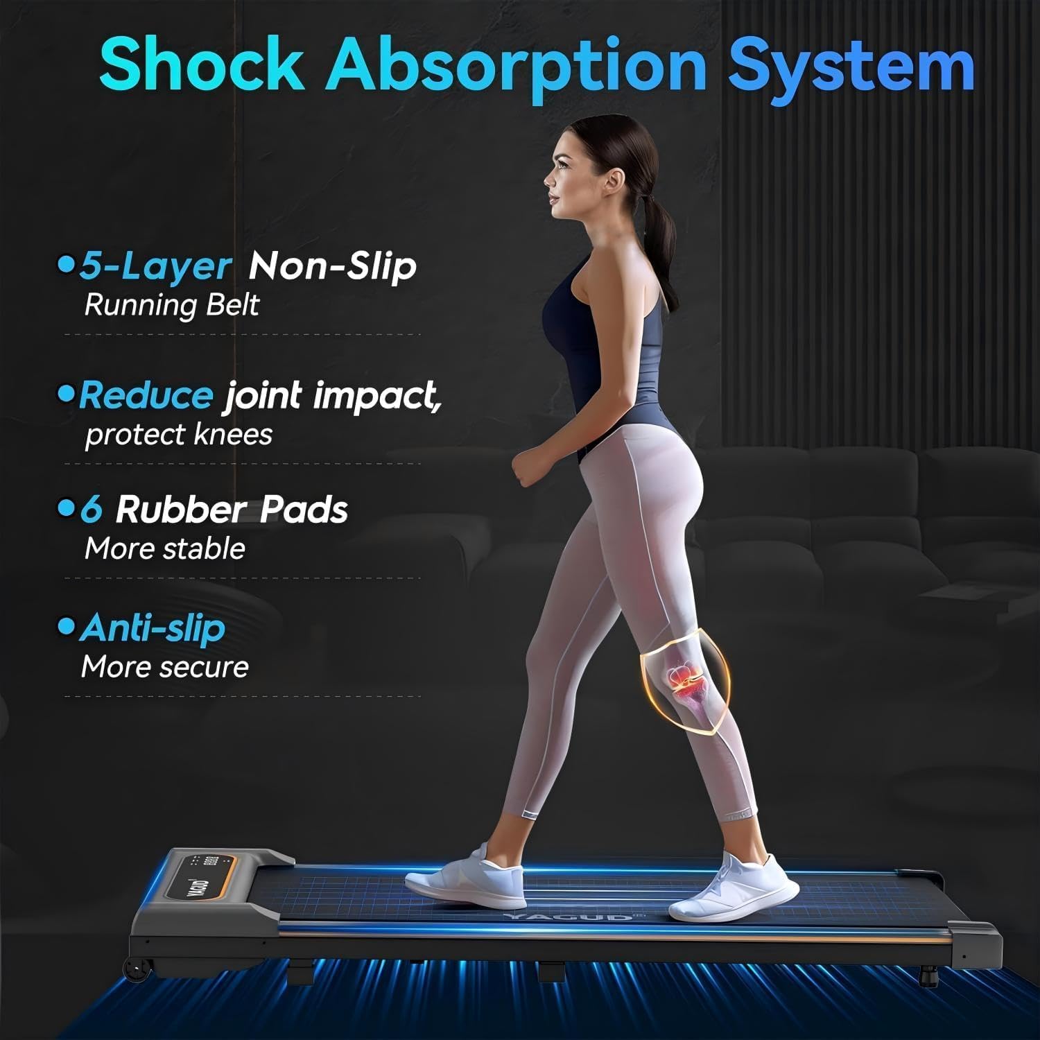 Walking Pad Treadmill for Home Office, Portable Under Desk Treadmill with Remote Control and LED Display, Walking Jogging Running Machine - Image 3