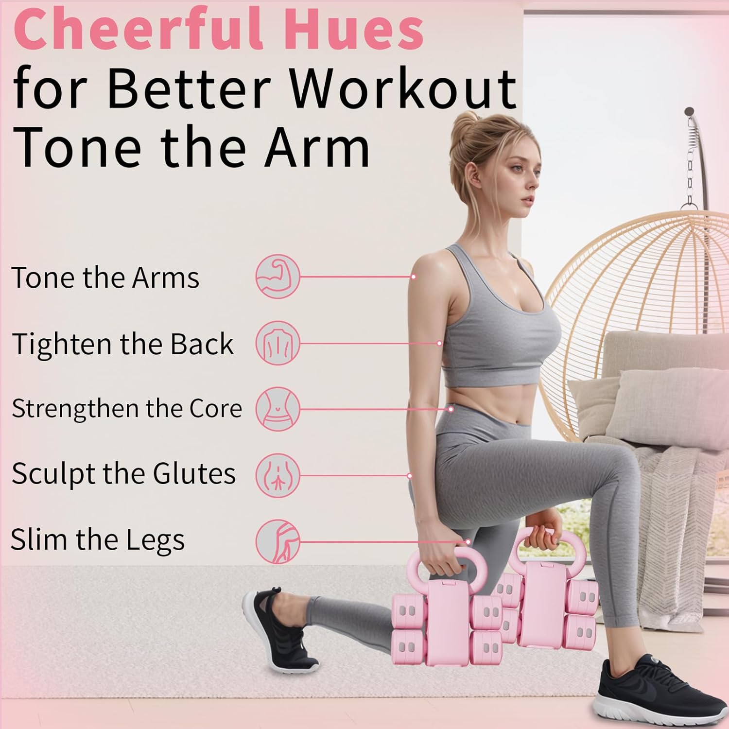 Adjustable Kettlebell Set, 4-in-1 Free Weight Kettlebell sets (5.5lbs 7.7lbs 9.9lbs 12.1lbs) for women, Weight Dumbbell Set of 2 for Home Gym Fitness Training - Image 7