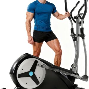 ECHANFIT Elliptical Exercise Machine for Home – Elliptical Machine with Backlit Display, Pulse Sensor, 16-Level Magnetic Resistance, App Bluetooth