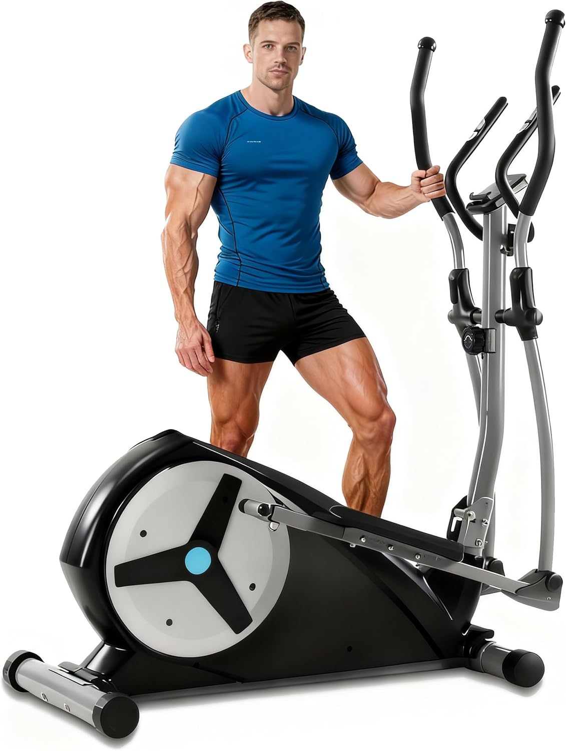 ECHANFIT Elliptical Exercise Machine for Home - Elliptical Machine with Backlit Display, Pulse Sensor, 16-Level Magnetic Resistance, App Bluetooth