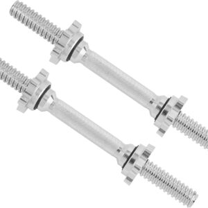 Yes4All Pair of Threaded Dumbbell Handles 14/16/18/24 inch, Chrome/Rubber Grip, Fit 1” Plates, Weight Bar Connector